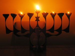 Our chanukiah on the 5th day.